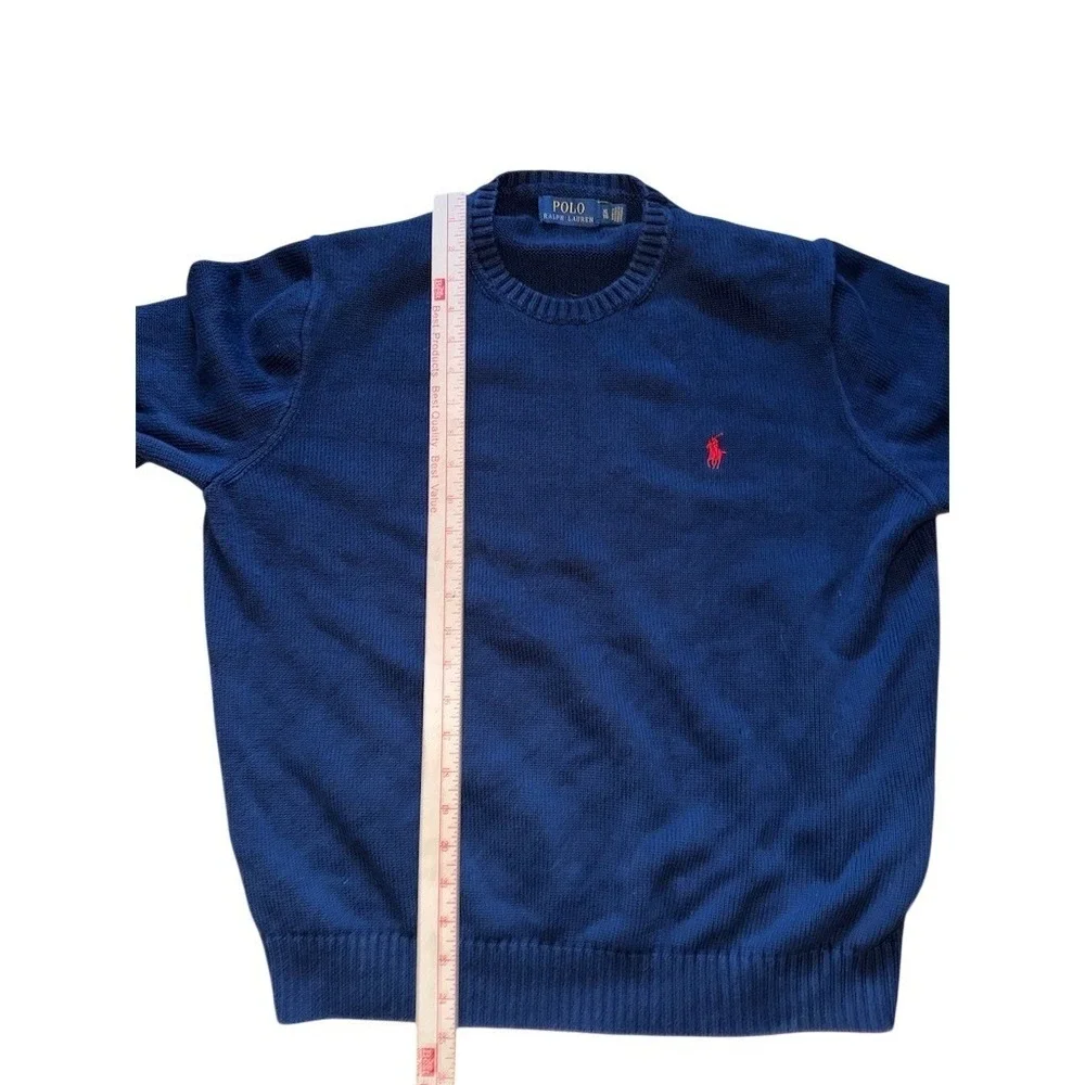 Ralph Lauren Sweater Mens XL‎ Blue Crewneck Pullover Red pony Logo grandpacore